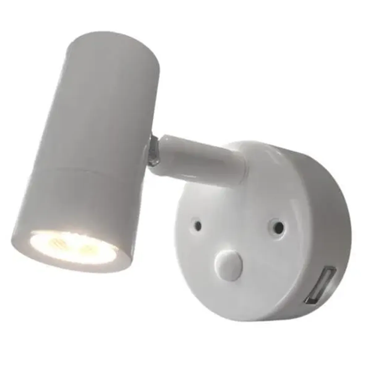 Nautilight Lampett Hvit LED med USB 2A uttak 1W 8-30V 